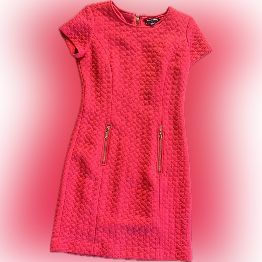 Chic Pink Quilted Dress with Gold Zippers